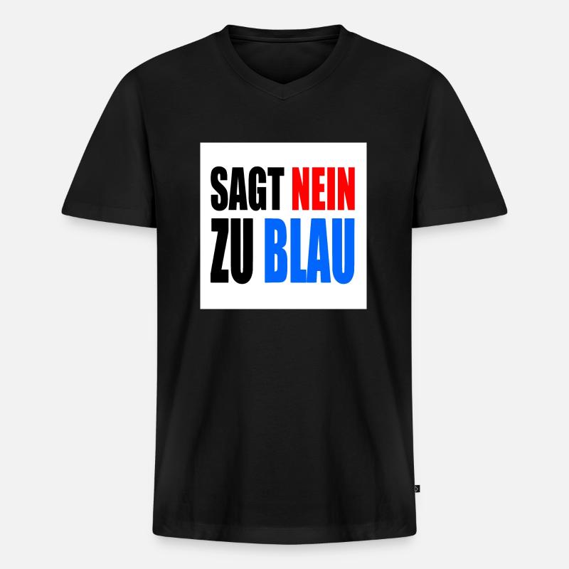 sagt nein zu blau - Männer Premium Bio T-Shirt mit V-Ausschnitt - Schwarz