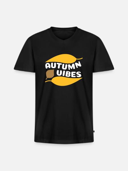 Autumn vibes (curved leaves) - Men's Premium Organic T-shirt with V-neck - black