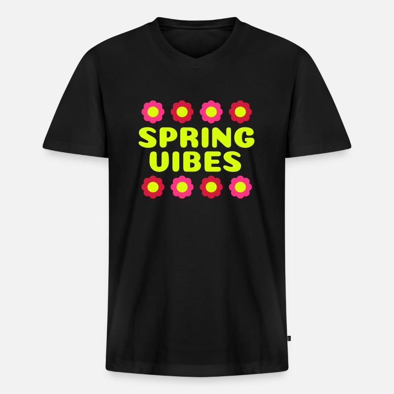 Spring vibes (acht Blüten) - Männer Premium Bio T-Shirt mit V-Ausschnitt - Schwarz