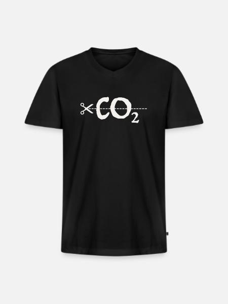 CO2 | Klimawandel, Schere, Naturschutz - Männer Premium Bio T-Shirt mit V-Ausschnitt - Schwarz