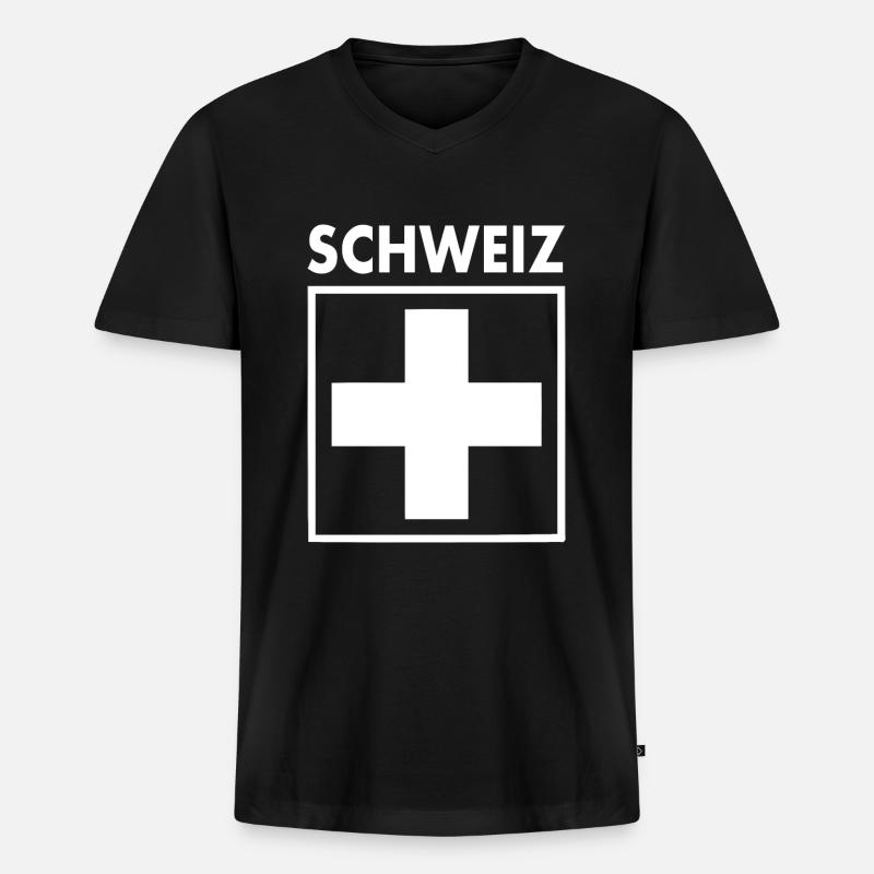 Schweiz - Männer Premium Bio T-Shirt mit V-Ausschnitt - Schwarz