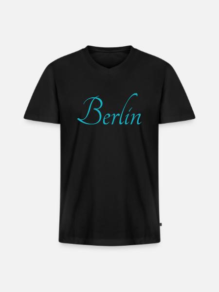 Berlin Hauptstadt - Männer Premium Bio T-Shirt mit V-Ausschnitt - Schwarz