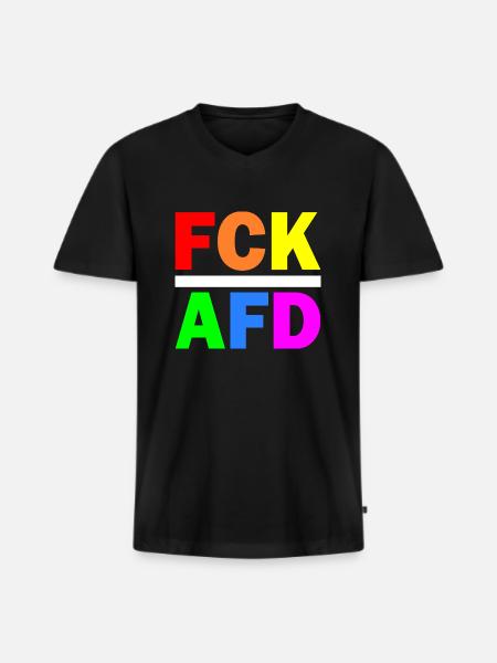 Fck afd - Männer Premium Bio T-Shirt mit V-Ausschnitt - Schwarz