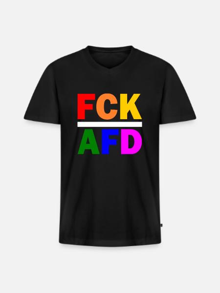 Fck afd - Männer Premium Bio T-Shirt mit V-Ausschnitt - Schwarz