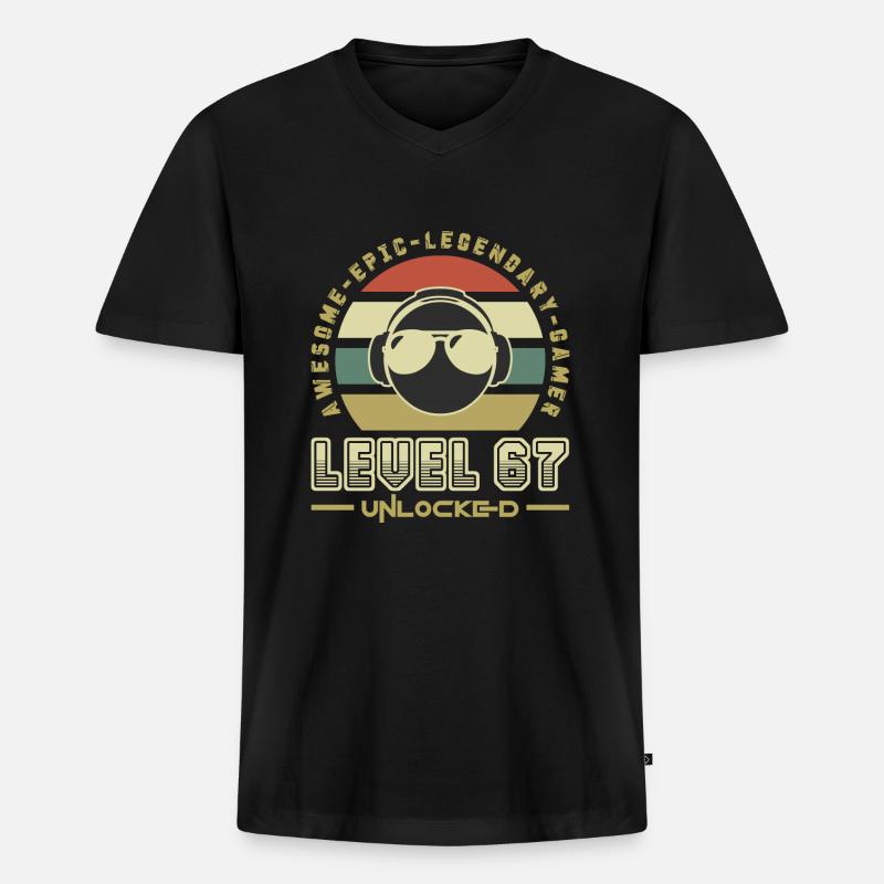 67 - Männer Premium Bio T-Shirt mit V-Ausschnitt - Schwarz
