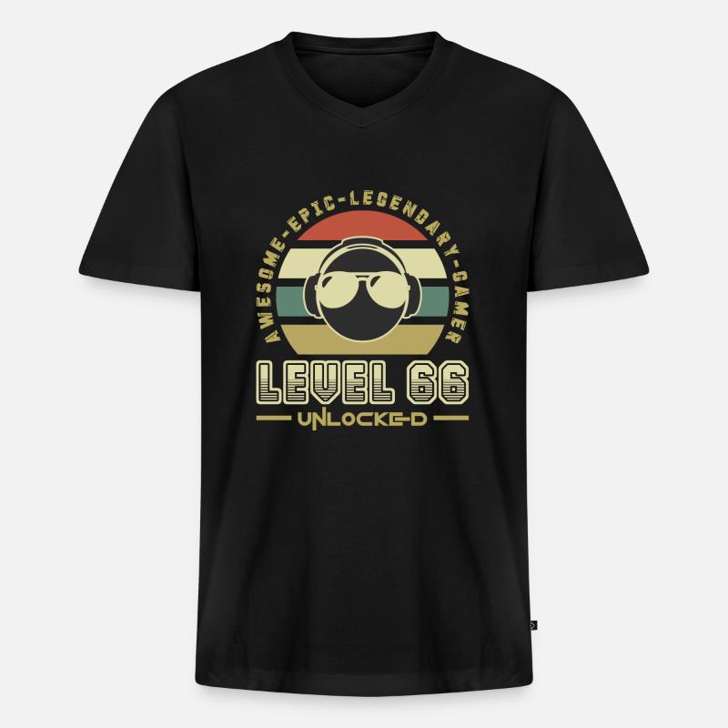 66 - Männer Premium Bio T-Shirt mit V-Ausschnitt - Schwarz