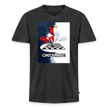Schaakmat - Mannen Premium Bio T-shirt met V-hals - antraciet gemêleerd - Voor - Nico (187cm)