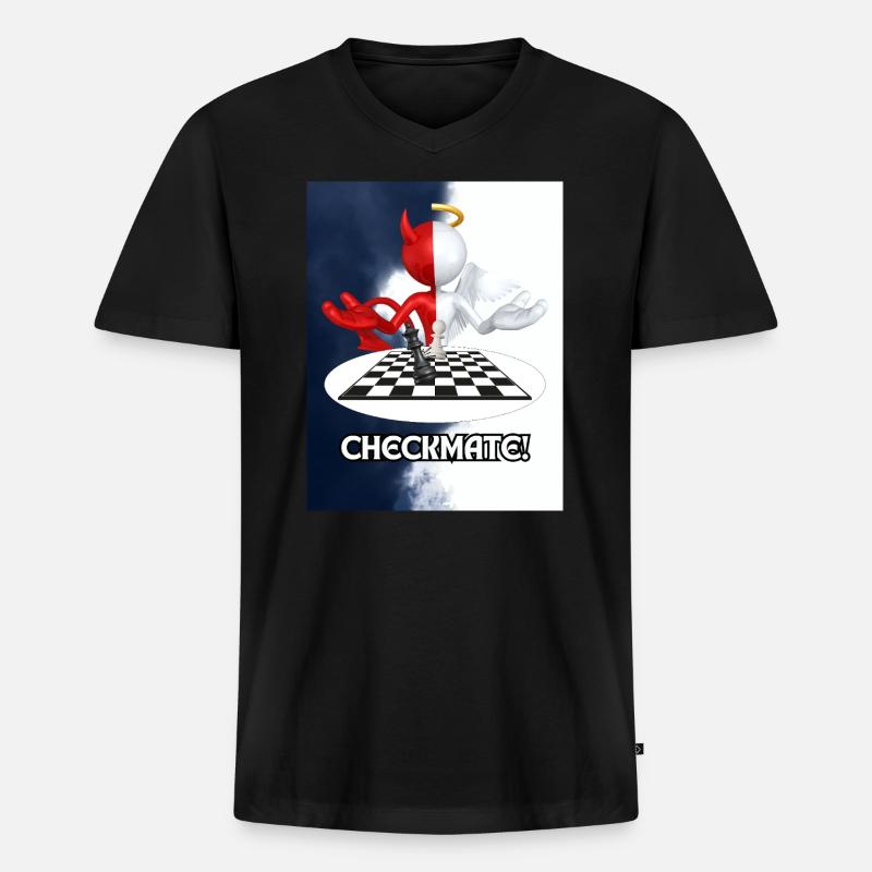 Checkmate - Männer Premium Bio T-Shirt mit V-Ausschnitt - Schwarz