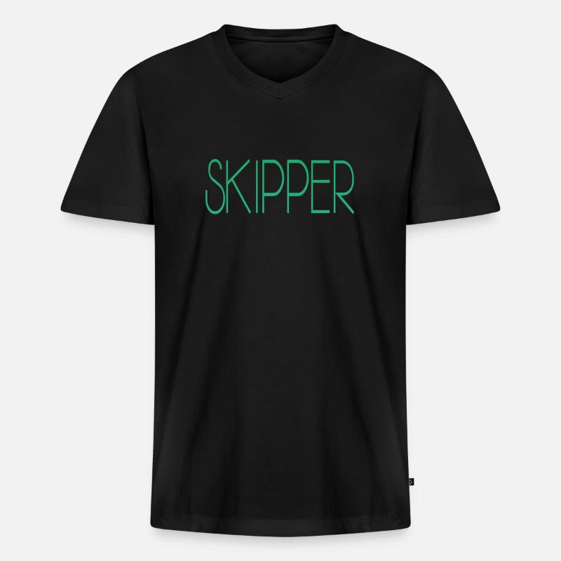 Skipper - Männer Premium Bio T-Shirt mit V-Ausschnitt - Schwarz