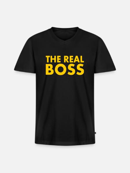 The real boss - T-shirt encolure en V Premium bio Homme - noir