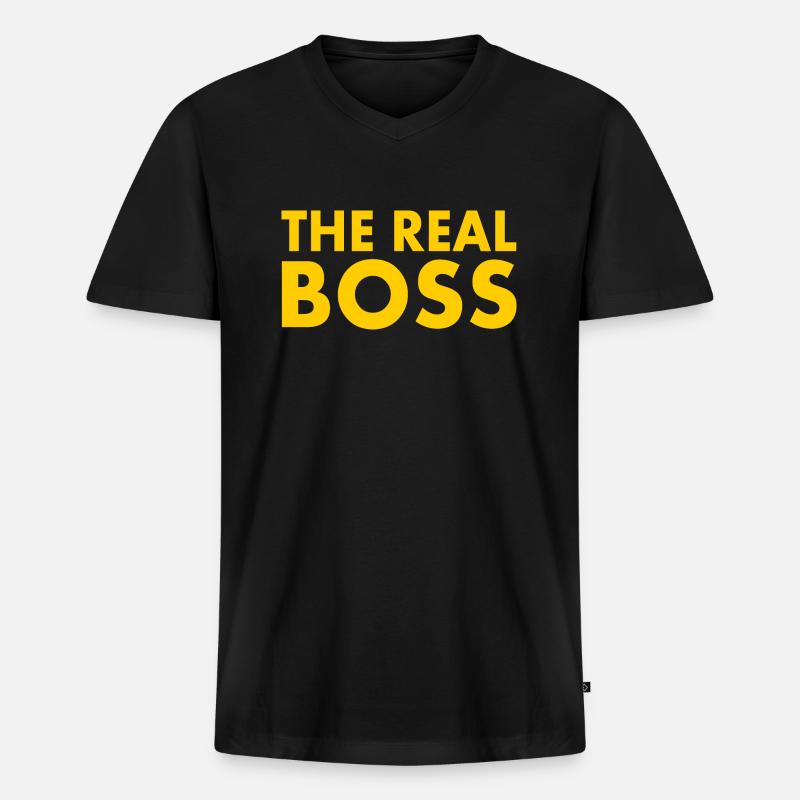 The real boss - Männer Premium Bio T-Shirt mit V-Ausschnitt - Schwarz