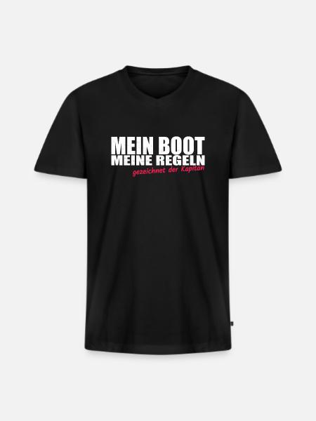 Kapitän Boot Schiff Geschenk - Männer Premium Bio T-Shirt mit V-Ausschnitt - Schwarz
