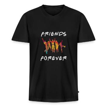 Amis pour toujours - T-shirt encolure en V Premium bio Homme - noir - Devant - Nico (187cm)