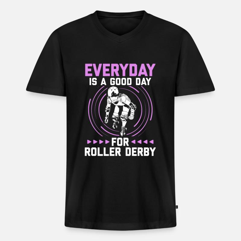 Roller Derby - Männer Premium Bio T-Shirt mit V-Ausschnitt - Schwarz