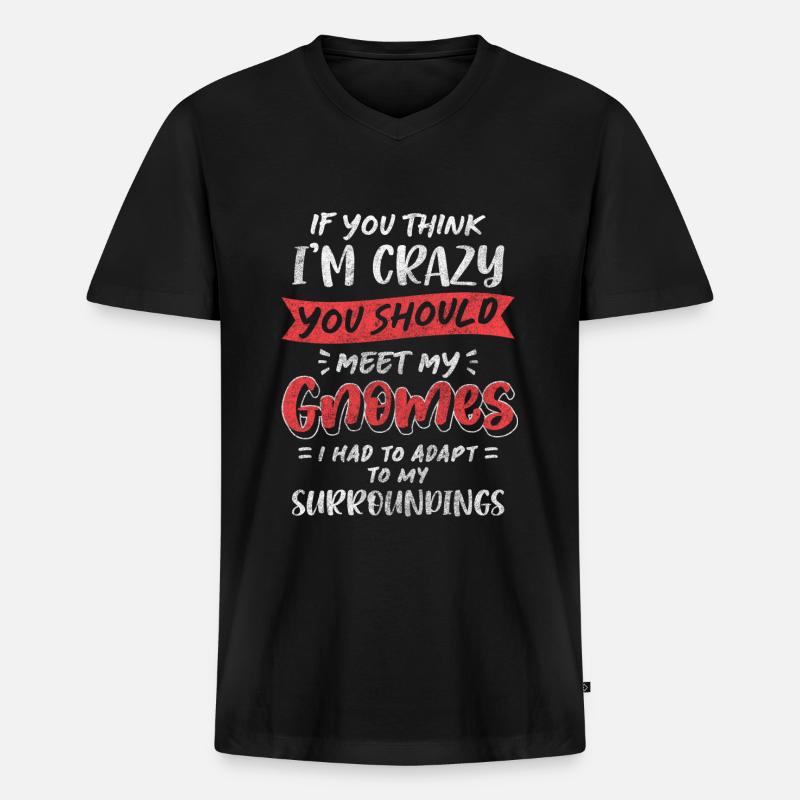 Gnom Gartenzwerg Kobold - Männer Premium Bio T-Shirt mit V-Ausschnitt - Schwarz