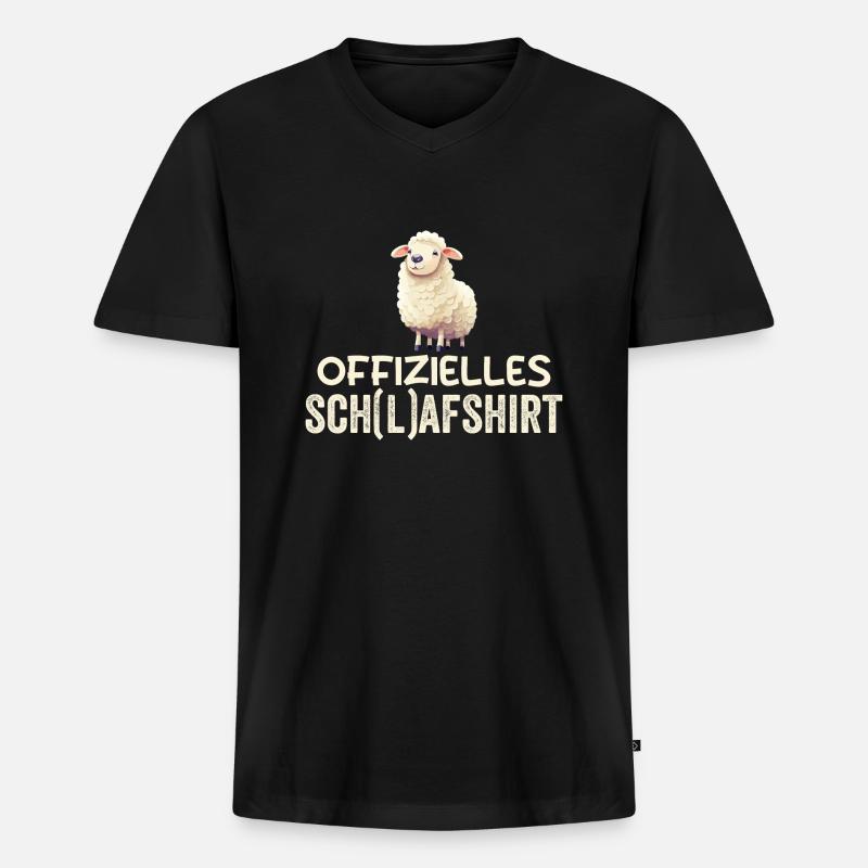 Schlafschatz Schaf - Männer Premium Bio T-Shirt mit V-Ausschnitt - Schwarz