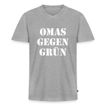 Omas gegen grün - Männer Premium Bio T-Shirt mit V-Ausschnitt - Grau meliert - Vorne