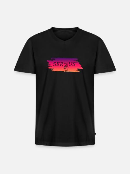 Servus - Männer Premium Bio T-Shirt mit V-Ausschnitt - Schwarz