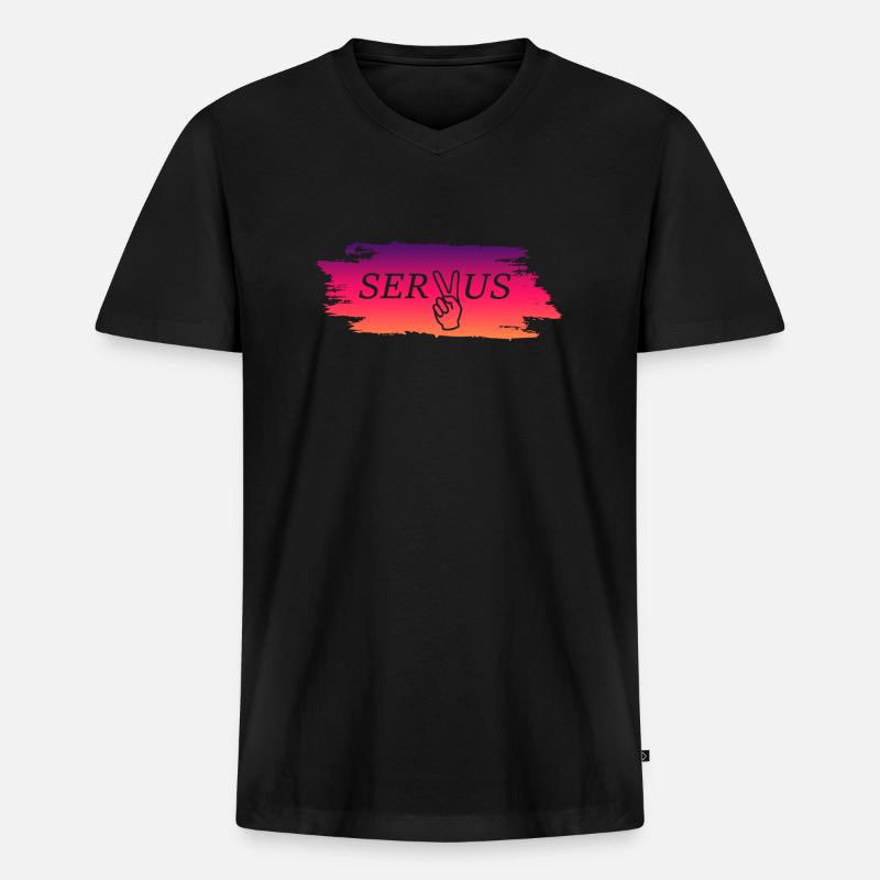 Servus - Männer Premium Bio T-Shirt mit V-Ausschnitt - Schwarz