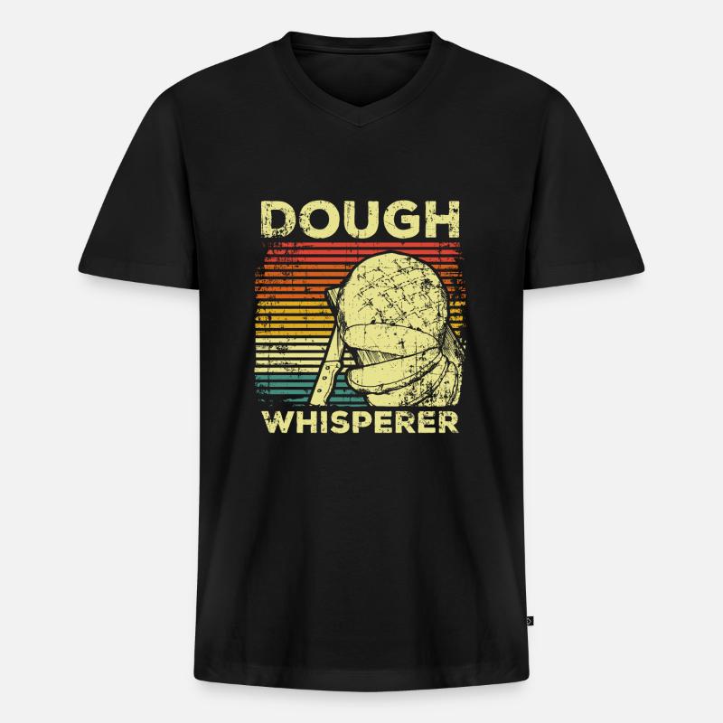 Bäcker Teig Brot backen - Männer Premium Bio T-Shirt mit V-Ausschnitt - Schwarz