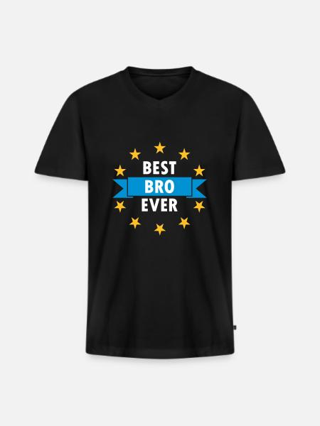Best bro ever (banners, stars) - Men's Premium Organic T-shirt with V-neck - black