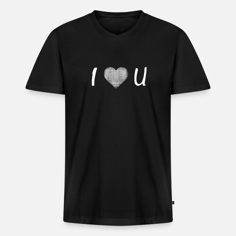 i love u - Männer Premium Bio T-Shirt mit V-Ausschnitt - Schwarz