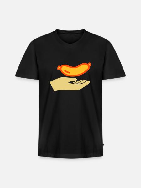 Handout sausages - Men's Premium Organic T-shirt with V-neck - black