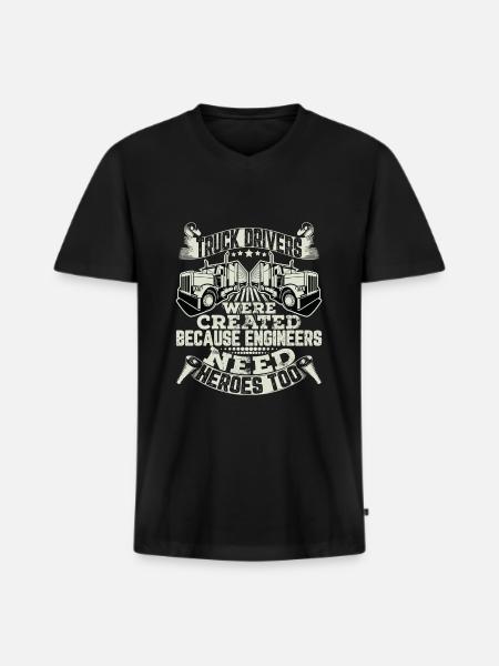 Truck Driver Motiv T-shirt 25 - Premium økologisk T-shirt med V-hals til mænd - sort
