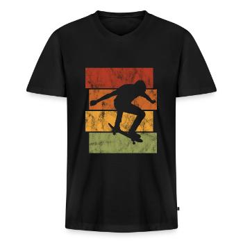 Skateboarder Skateboard Skater Skate Skateing - T-shirt encolure en V Premium bio Homme - noir - Devant - Nico (187cm)