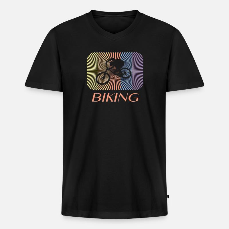 biking - Männer Premium Bio T-Shirt mit V-Ausschnitt - Schwarz