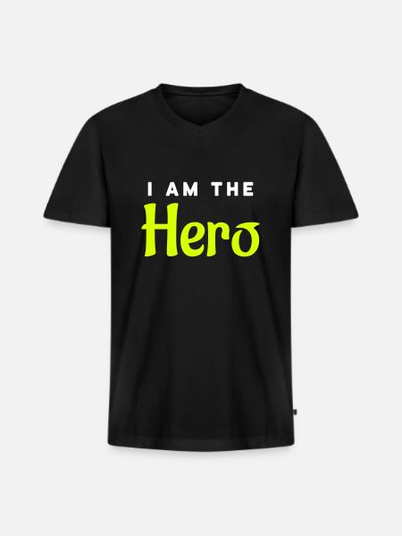 I'm the hero - Men's Premium Organic T-shirt with V-neck - black