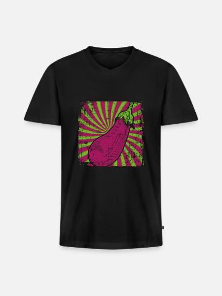 eggplant - Men's Premium Organic T-shirt with V-neck - black