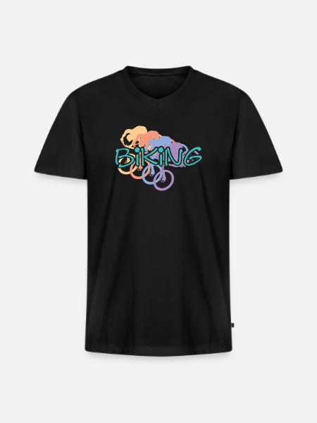 Biking - Männer Premium Bio T-Shirt mit V-Ausschnitt - Schwarz