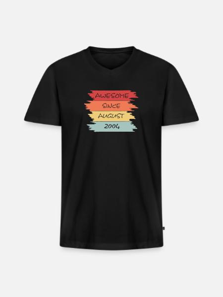 Awesome Since August 2004 - Männer Premium Bio T-Shirt mit V-Ausschnitt - Schwarz