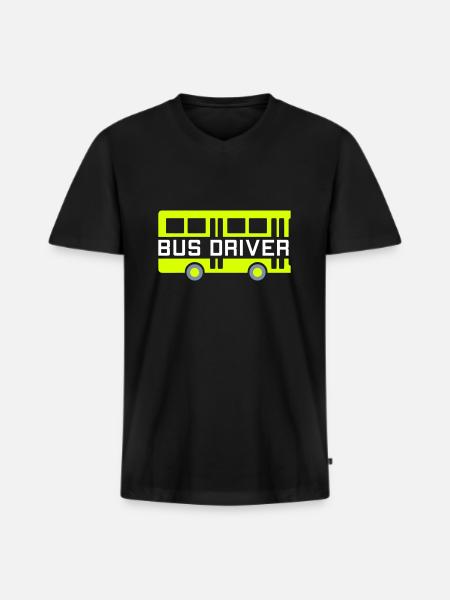 Bus driver (two bus halves) - Men's Premium Organic T-shirt with V-neck - black