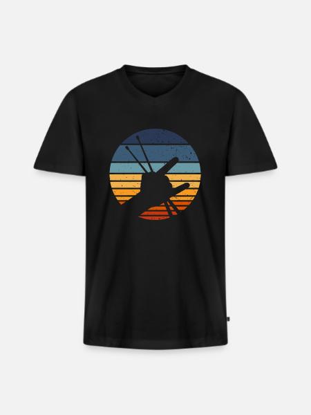 Retro Drumming Drumstick Drummer - Men's Premium Organic T-shirt with V-neck - black