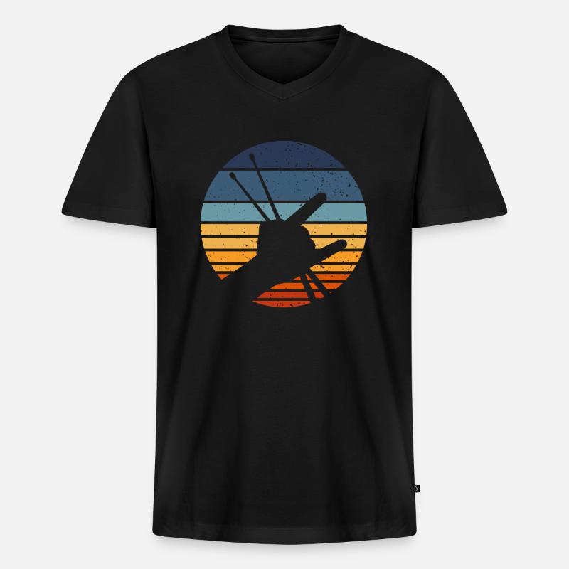 Retro Drumming Drumstick Drummer - Männer Premium Bio T-Shirt mit V-Ausschnitt - Schwarz