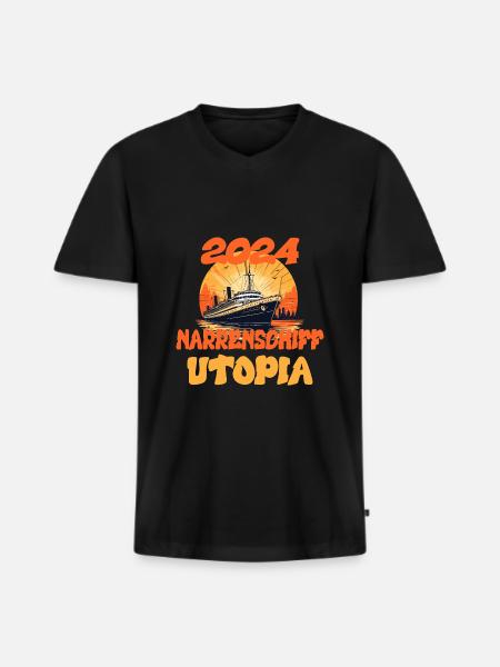 Ship of Fools Utopia, Quote - Men's Premium Organic T-shirt with V-neck - black