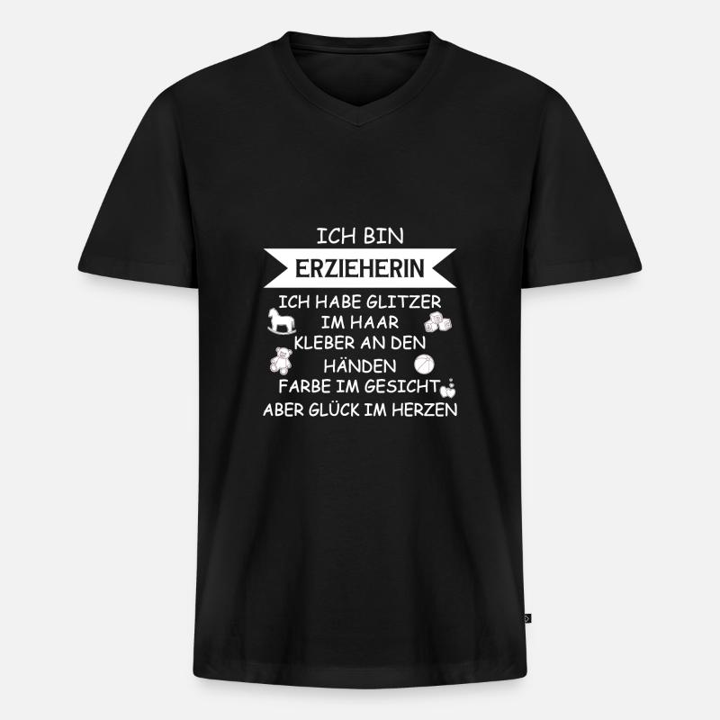 Abschiedsgeschenk Erzieherin Kindergarten Geschenk - Männer Premium Bio T-Shirt mit V-Ausschnitt - Schwarz