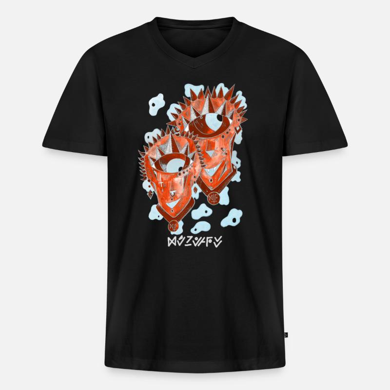 Gemini Négutif - Männer Premium Bio T-Shirt mit V-Ausschnitt - Schwarz