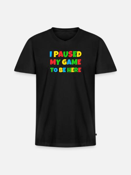 Jeg bryder mit spil for at være her / Mario-stil - Premium økologisk T-shirt med V-hals til mænd - sort