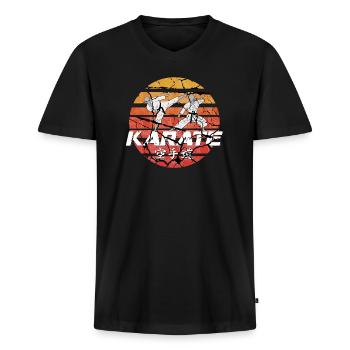 Karate Vintage Old School - Men's Premium Organic T-shirt with V-neck - black - Front - Nico (187cm)