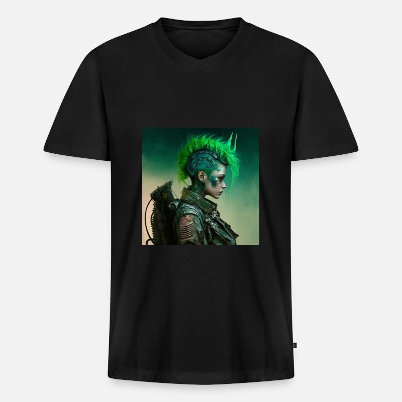 Mädchen aus der Zukunft - Männer Premium Bio T-Shirt mit V-Ausschnitt - Schwarz