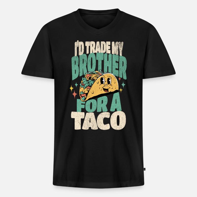 Taco - Männer Premium Bio T-Shirt mit V-Ausschnitt - Schwarz