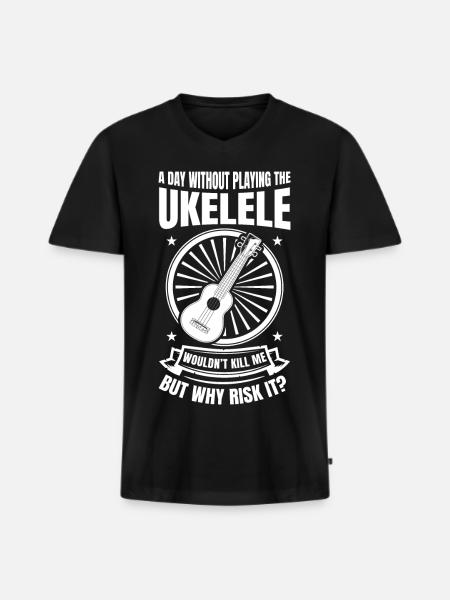 A Day Without Playing The Ukulele - Men's Premium Organic T-shirt with V-neck - black
