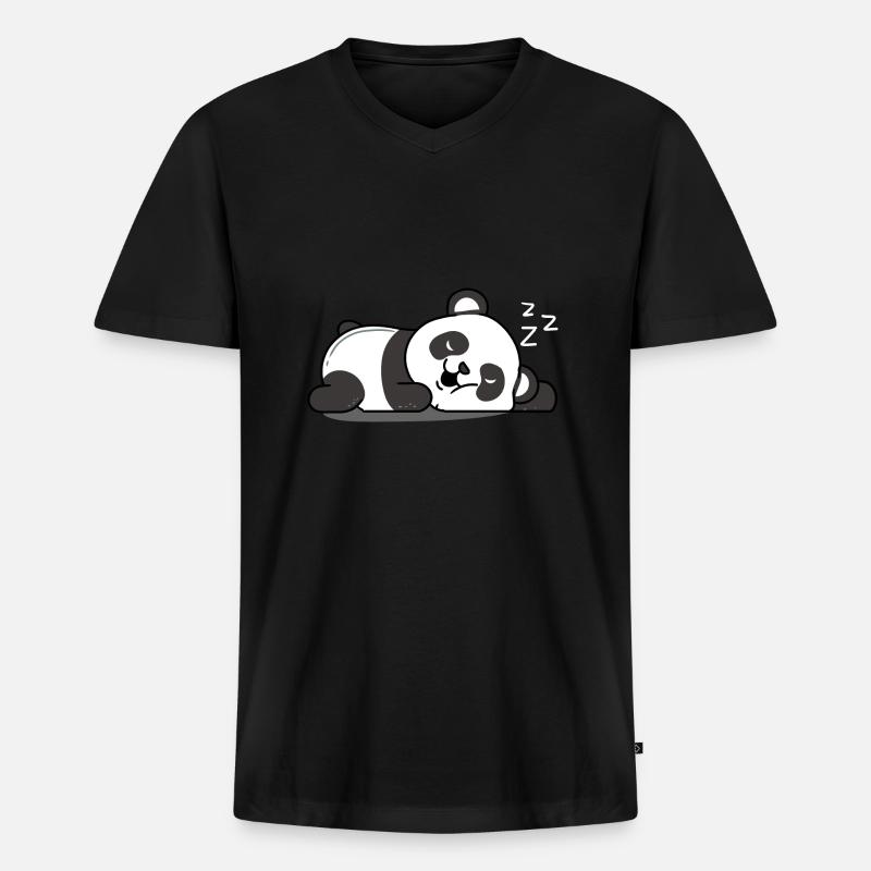 Schlafender Panda - Männer Premium Bio T-Shirt mit V-Ausschnitt - Schwarz