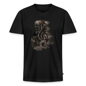 Gitarre Noten - Männer Premium Bio T-Shirt mit V-Ausschnitt - Schwarz - Vorne - Nico (187cm)