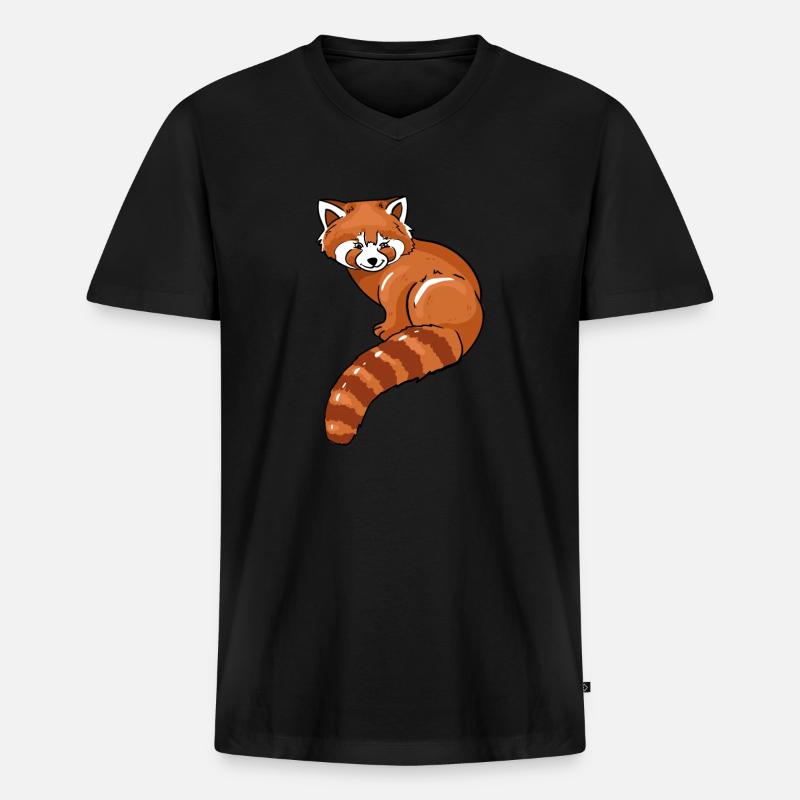 Roter Panda - Männer Premium Bio T-Shirt mit V-Ausschnitt - Schwarz