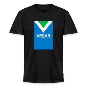 Vegan Flagge Flag Veganismus Veganism - Männer Premium Bio T-Shirt mit V-Ausschnitt - Schwarz - Vorne - Nico (187cm)