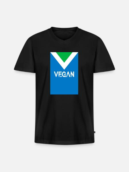 Vegan flag flag veganism veganism - Men's Premium Organic T-shirt with V-neck - black